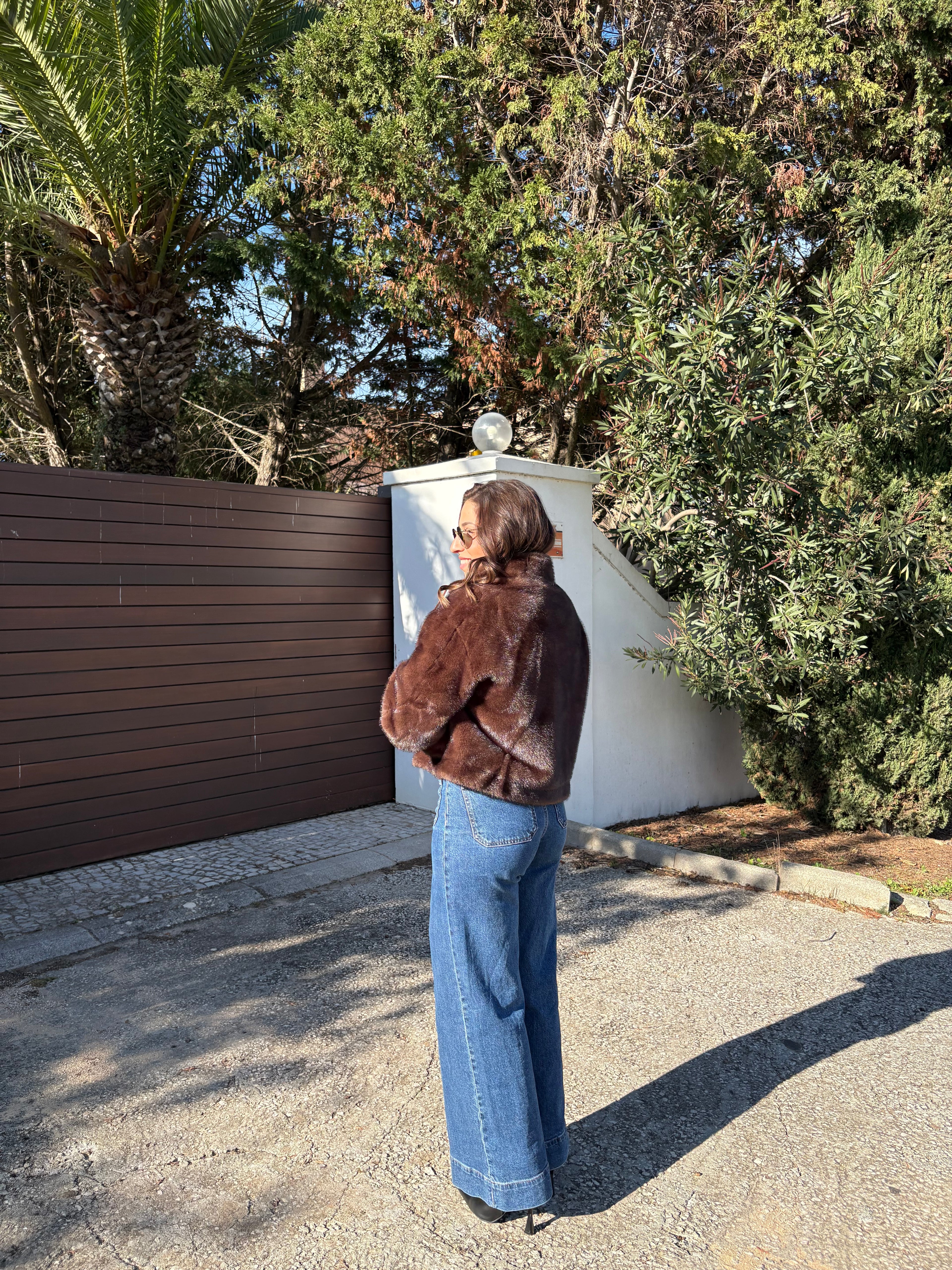 Faux Fur Boxy Cropped Jacket