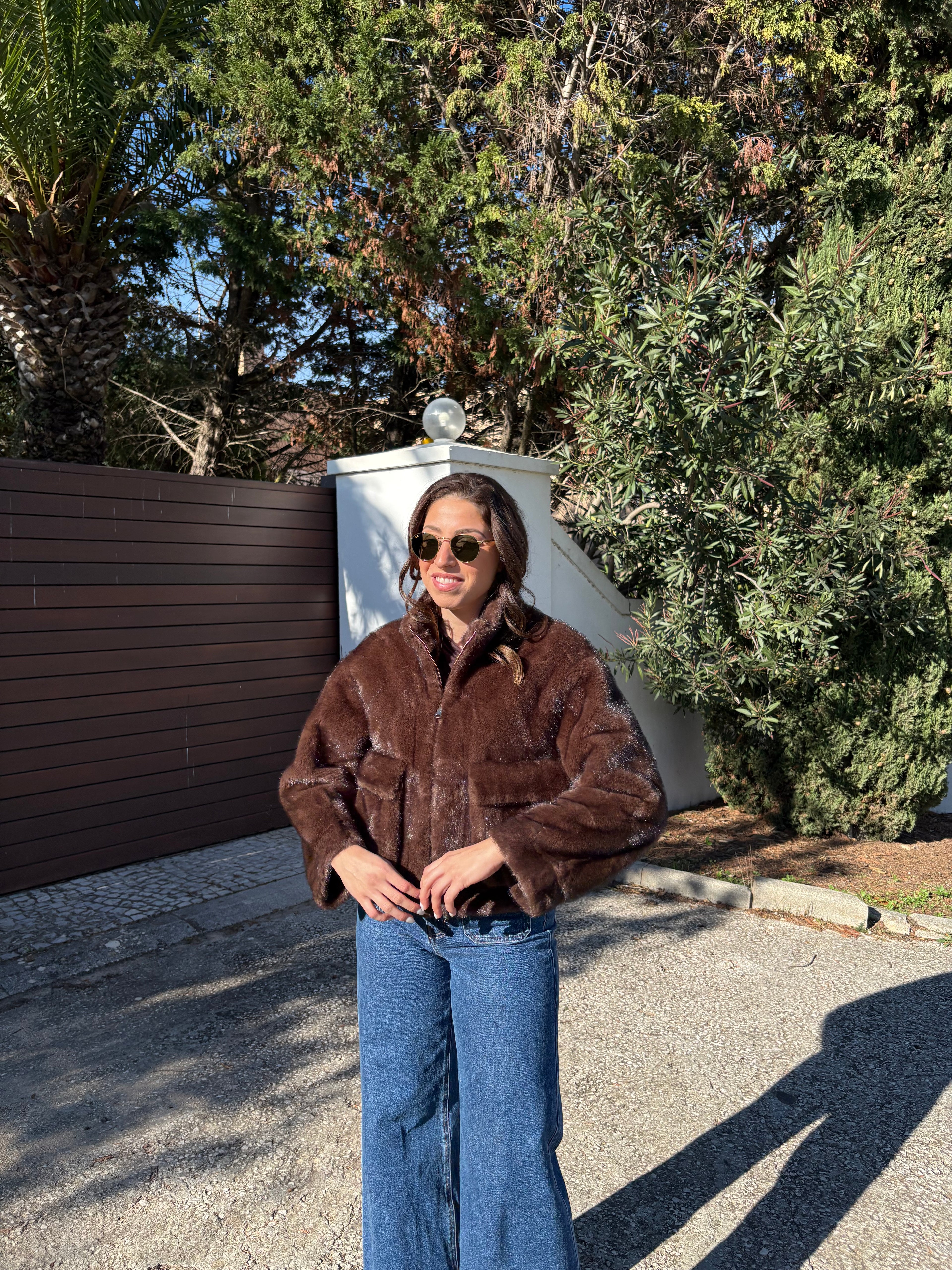 Faux Fur Boxy Cropped Jacket