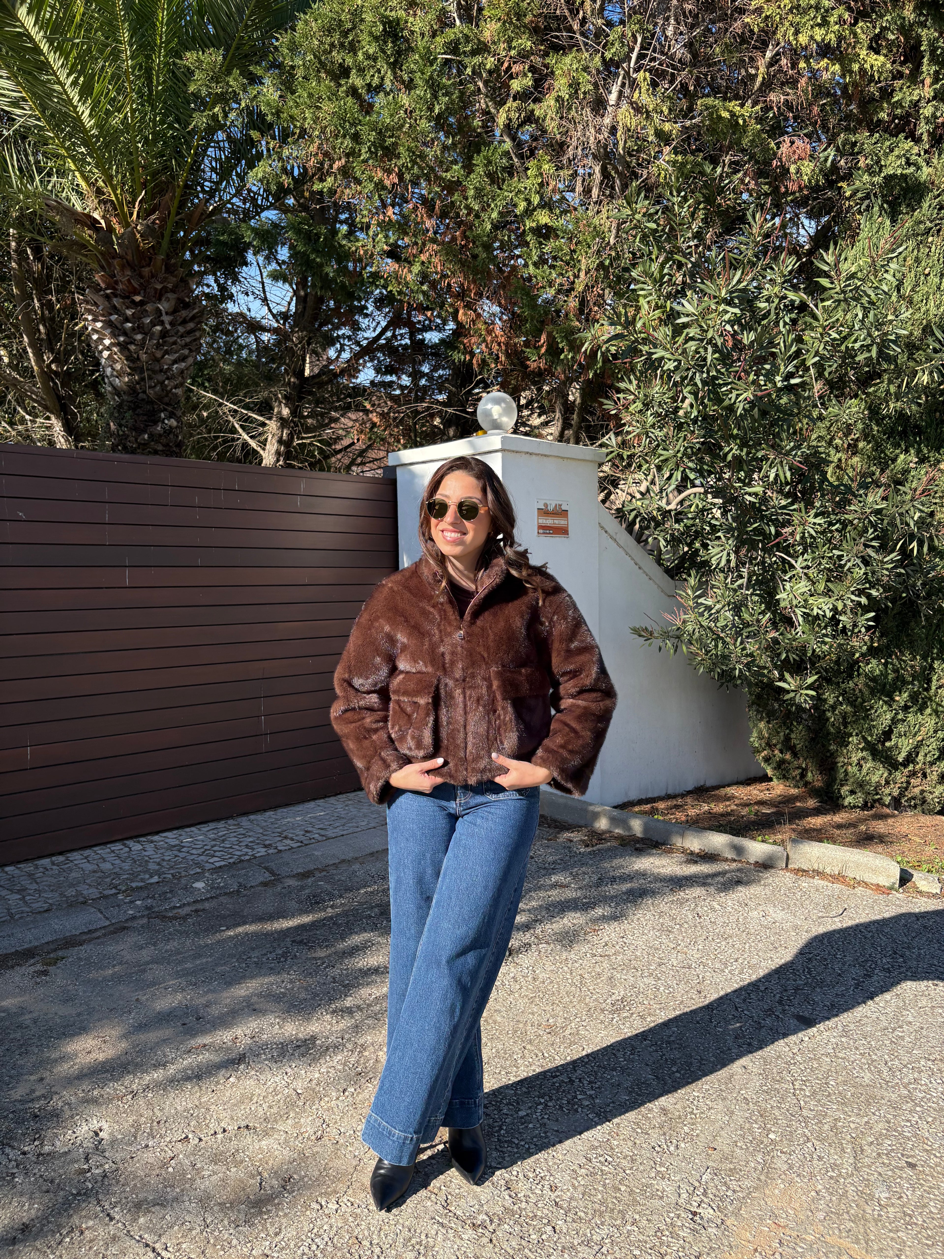 Faux Fur Boxy Cropped Jacket