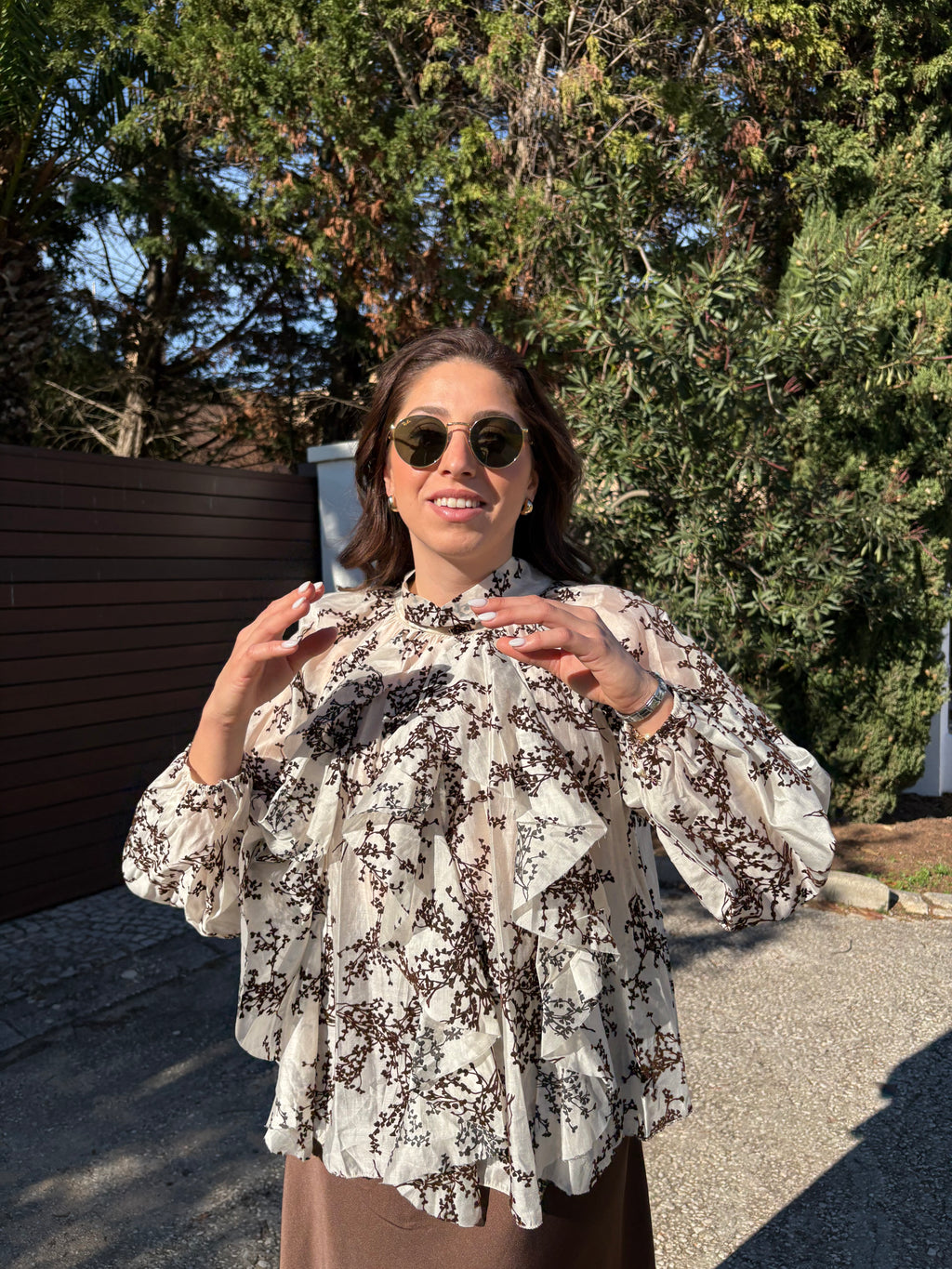 Velvet Bloom Ruffle Blouse