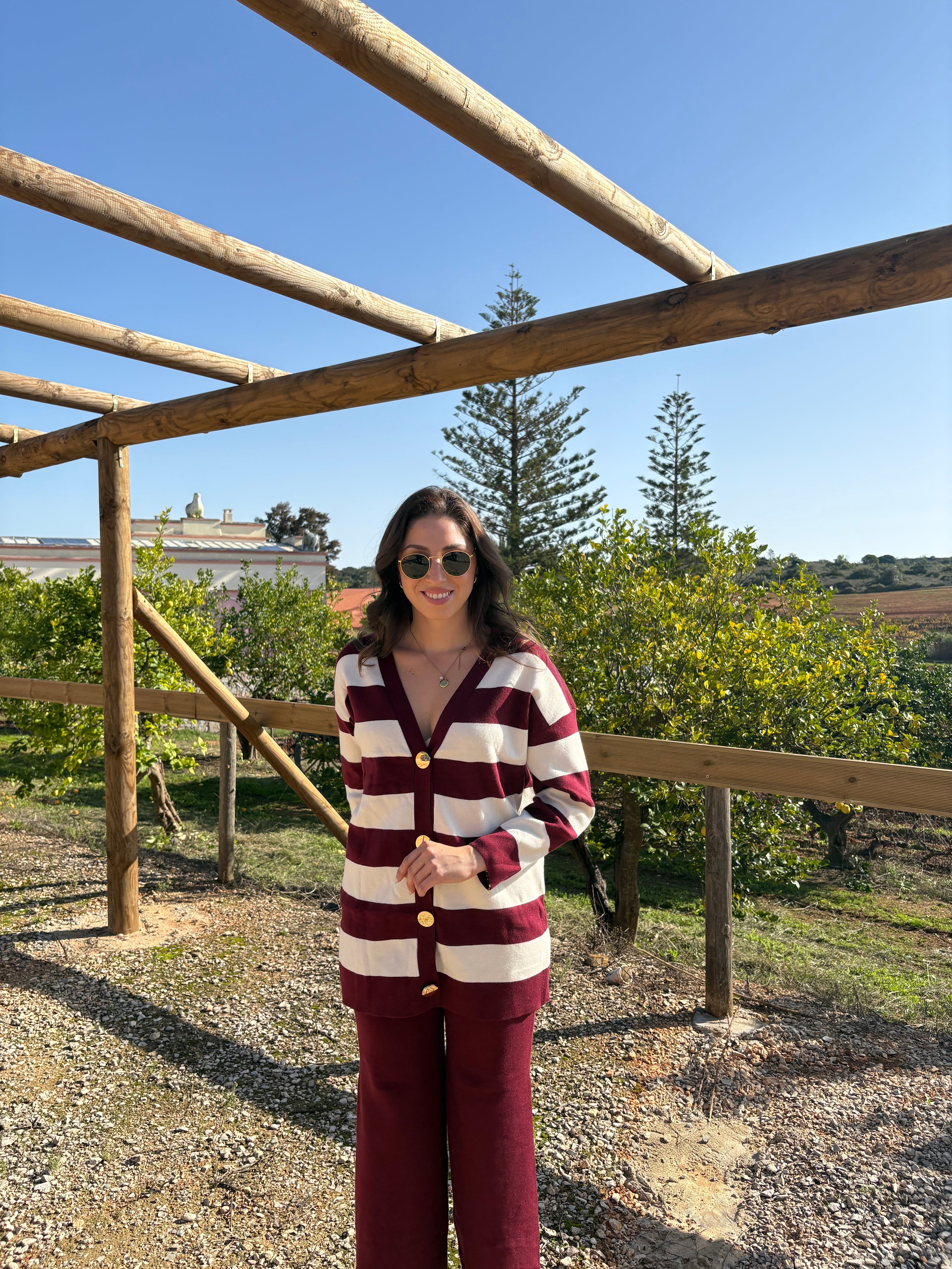 Conjunto Malha Bordô Stripes