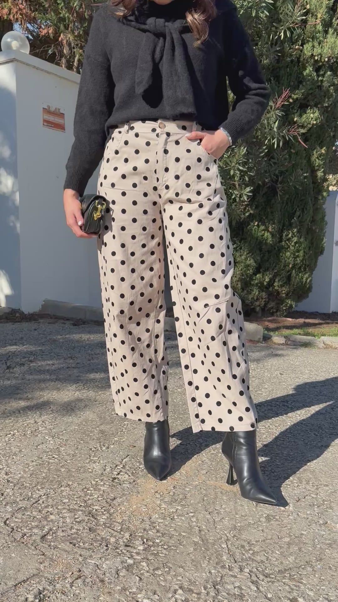 Velvet Dot Wide-Leg Trousers